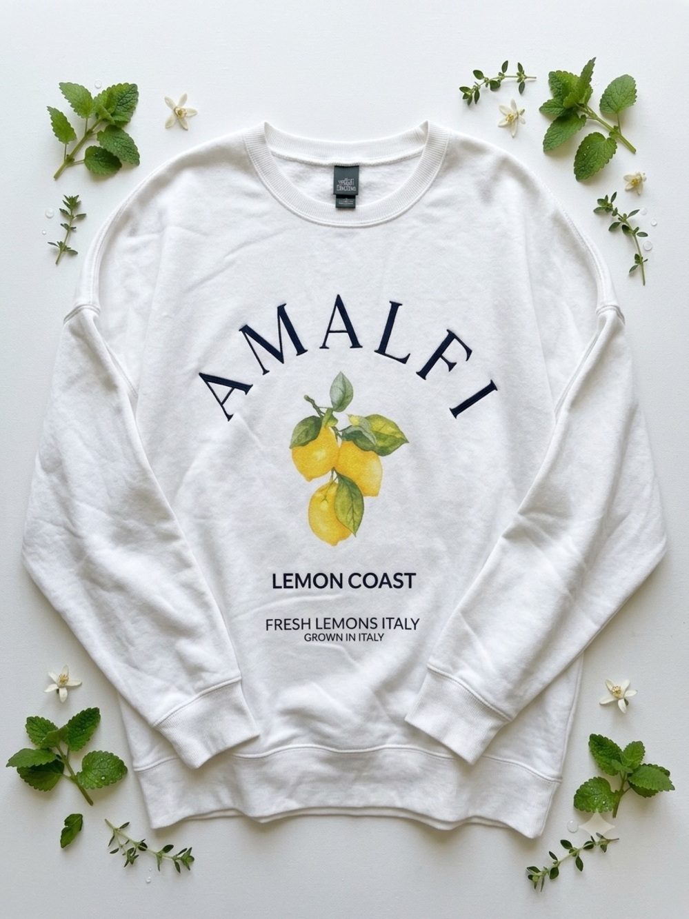 Wild Fable Amalfi Lemon Coast Oversized Sweatshirt XXL White Crewneck